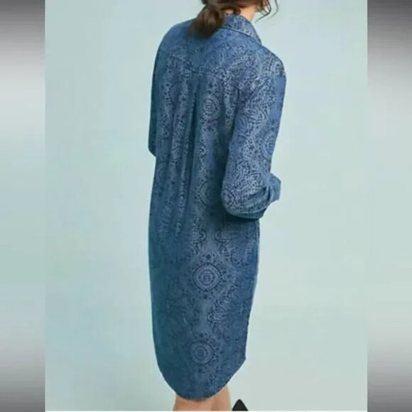 Anthropologie Cloth & Stone Dress V-Neck Long Sleeve Short Belted - Picture 3 of 7